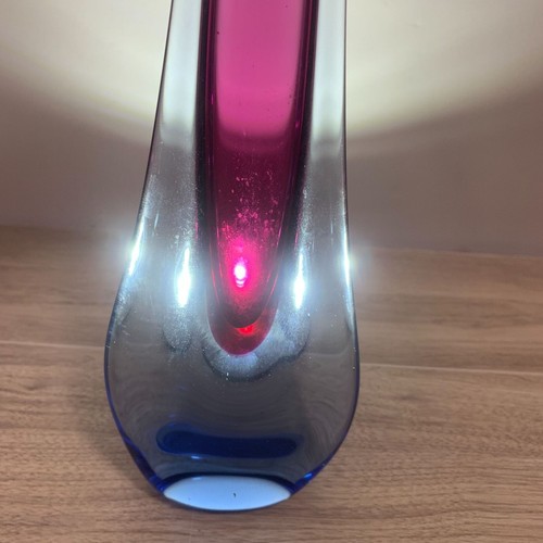 Vaso vintage Flavio Poli Murano Sommerso blu viola scuro vetro bocciolo - Foto 5 di 9