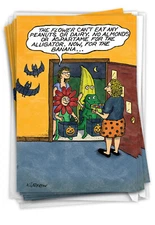 12 Funny Halloween Cards Envelopes (1 Design)  - Treat Restrictions - NobleWorks