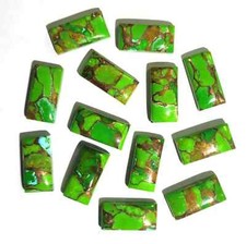 Wholesale Green Copper Turquoise Cabochon Rectangle shape Loose Gemstone.