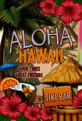 Blechschild 18x12 Hawaii Aloha Tiki Bar good times great Wand Deko Bar Kneipe Sa
