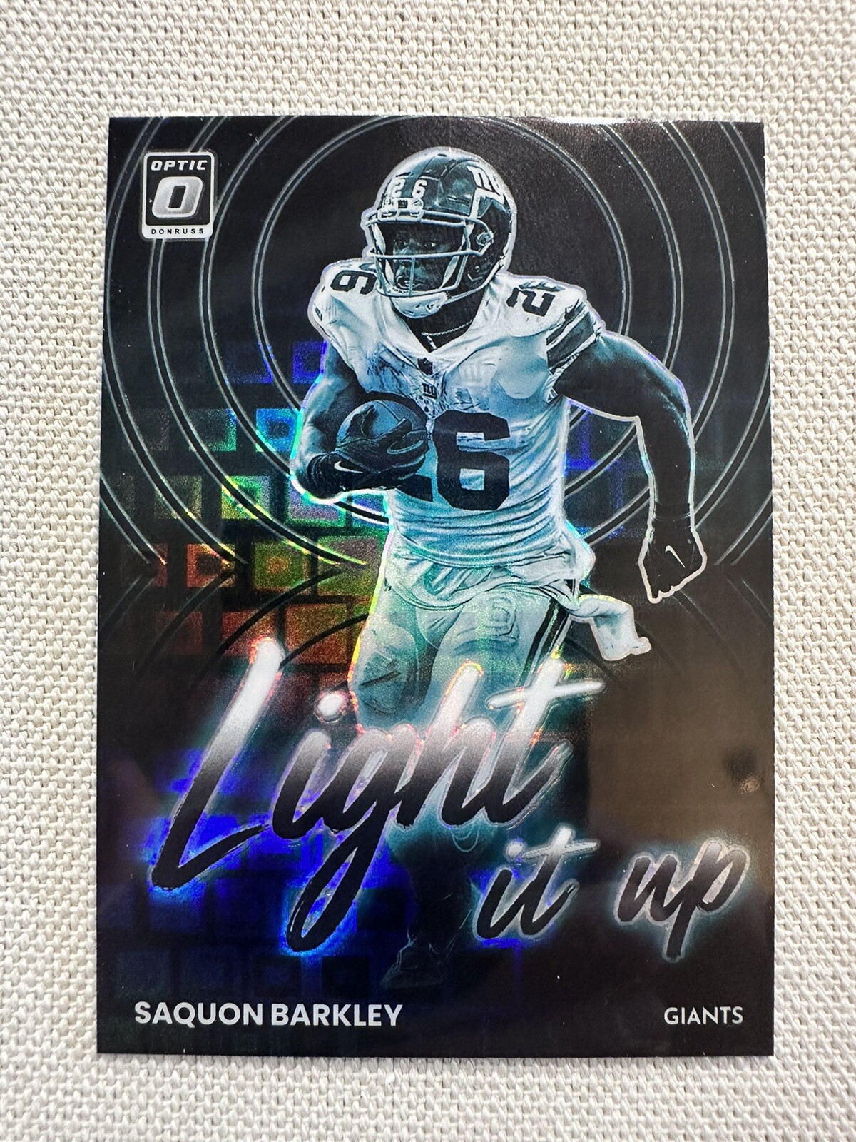 2022 Donruss Optic Saquon Barkley Light It Up Black Pandora # 7/25