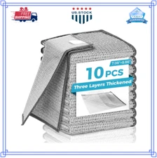 10 Pcs 3-Layer Metal Dish Cloth, Multipurpose Wire Dishwashing Rags