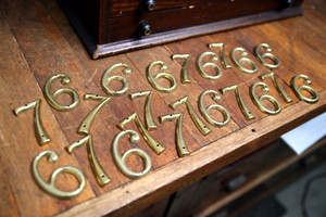 Vintage Brass Numbers House Address Locker tag cabinet Door Lot Craft