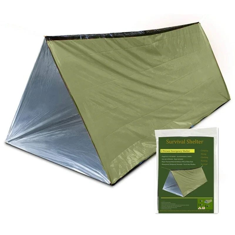 Emergency Tube Tent Survival Bivy Mylar Space Blanket Material Green Shelter Bag