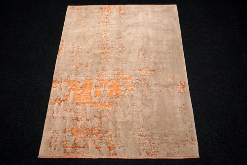 Designer Oriental Carpet 193 X 151 CM " Copper " Silk Persian Hand Knotted - Picture 11 of 13