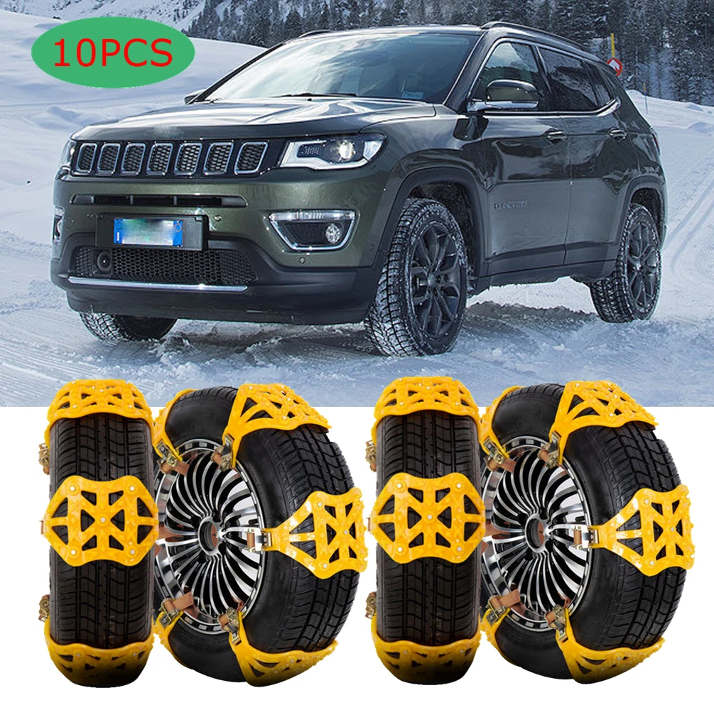 10Pcs Car Snow Chains Tire Adjustable Anti Slip Anti-Skid TPU For Jeep Compass
