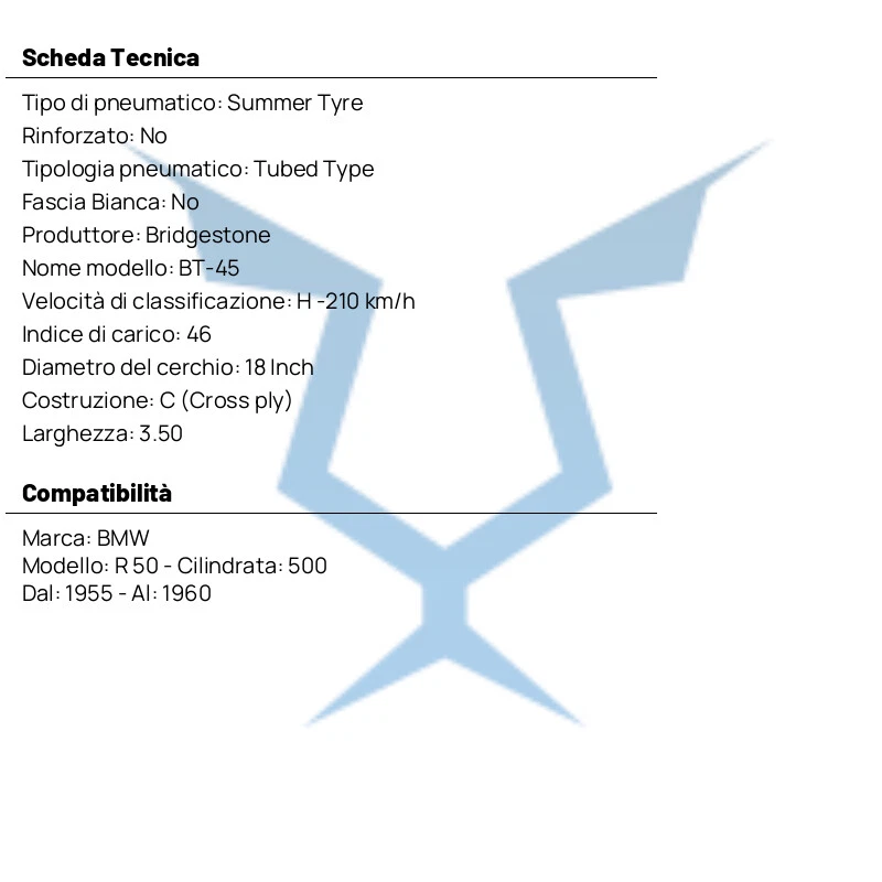 3.50-18 56H TT BRIDGESTONE BT45 TYRE FOR BMW 500 R 50 1955-1960 - Image 4 of 4