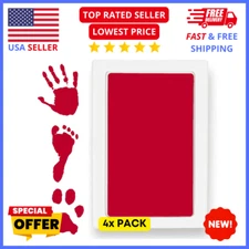 Baby Hand & Footprint Kit – 4 Red Inkless Pads Keepsake for Newborn Imprint