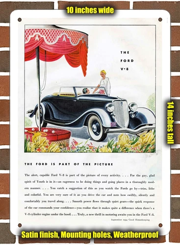 Metal Sign - 1934 Ford V-8 DeLuxe Cabriolet- 10x14 inches