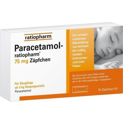 3x PARACETAMOL ratiopharm 75mg Zäpfchen für Kinder / Säuglinge ab 3kg - 9263913