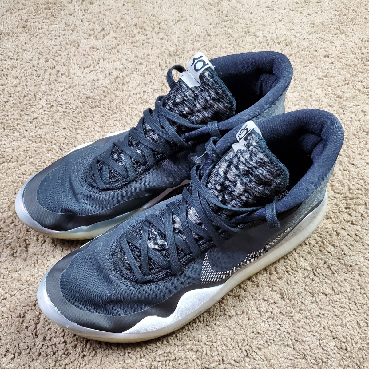 Nike Zoom KD 12 Shoes Men's 14 Black/Pure Platinum/White 