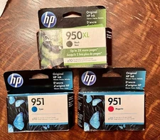 HP 950XL Black & 951 Cyan & 951 Magenta  Ink Cartridges Genuine HP New in Box