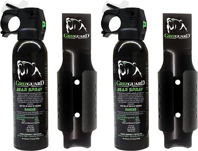 Griz Guard Bear Spray With Holster 2 Pack and Free Clip on Pepper Spray Keychain