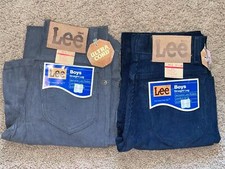 VTG 80S NEW BOYS KIDS YOUTH 11 25 LEE GRAY BLUE CORDUROY DENIM JEANS PANTS