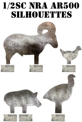 1/2sc 3/8''AR500 IHMSA/NRA Metallic Silhouette Steel Targets Not Welded w/ Bases