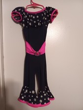WEISSMAN GIRLS DANCEWEAR BLK/PINK WHITE POLKA DOTS XSC 4/5