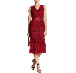 alexia admor red floral lace sheath