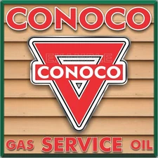 CONOCO GAS SERVICE STATION SIGN REMAKE SQUARE ALUMINUM SIZES UP TO 3' X 3'
