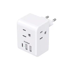European Travel Plug Adapter, International Power Plug Adapter with 3 Outlets...