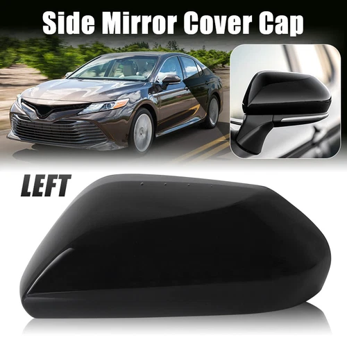 Left Driver Side Mirror Cover Cap Glossy Black for 2018-2022 2023 Toyota Camry