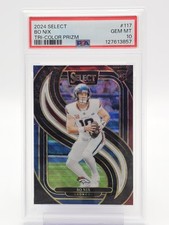 BO NIX 2024 SELECT PREMIER ROOKIE TRI-COLOR PRIZM /249 #117 BRONCOS PSA 10 Q0004