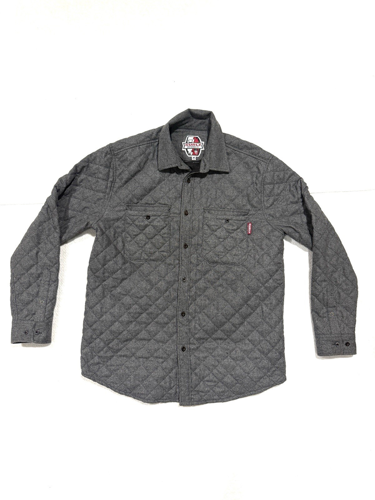 Surly Brewing Beer Company Jacket Coat Quilted Lined Mens Medium Gray