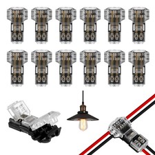12 Pcs T Tap Wire Splice Connectors, 3 Way 2 Pin Low Voltage Black