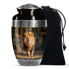 Walking Lion Decorative Urn for Ashes Adult Mom  Dad, 10 Inch 