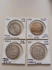 LOT OF 4 Walking Liberty Half Dollars 1934,1935,1946-D,1947 90% Silver Nice!