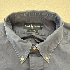 Vintage Ralph Lauren Shirt Men's Large Blue Blake Oxford Red Pony 100 Cotton