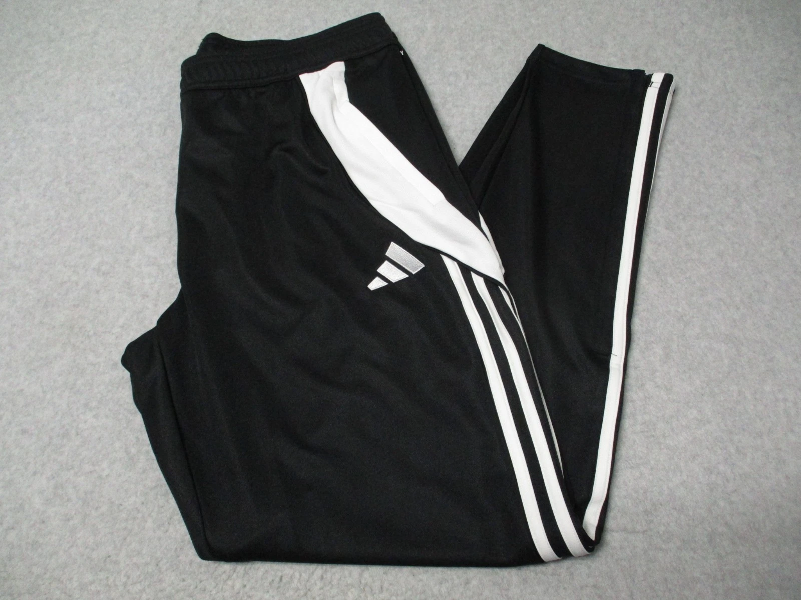 Adidas Tiro 24 Track Pants Mens Large Black White Stripe Tapered Zip Pockets