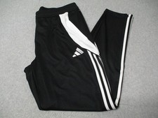 Adidas Tiro 24 Track Pants Mens Large Black White Stripe Tapered Zip Pockets