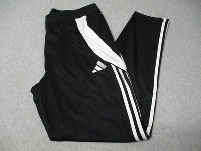 Adidas Tiro 24 Track Pants Mens Large Black White Stripe Tapered Zip Pockets