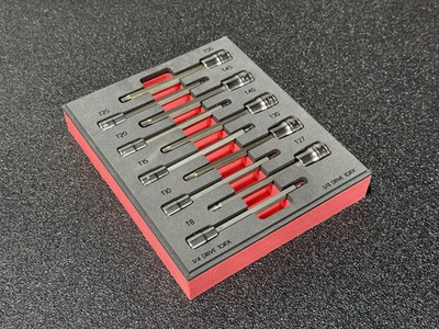 #ad Snap On 1 4 amp; 3 8 Drive Torx Bit Socket Set Foam Organizer Black and Red $45.00