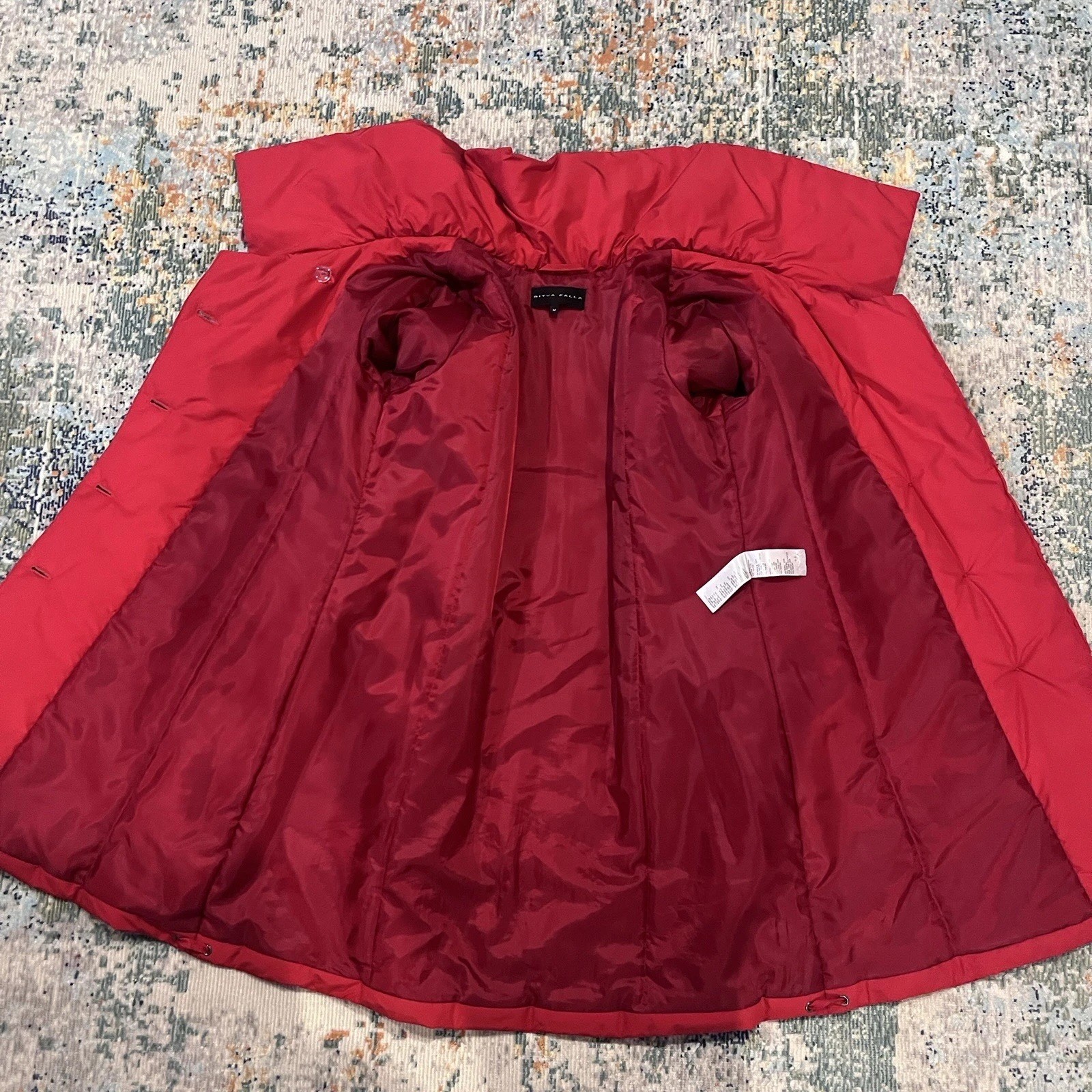 Ritva Falla Artsy Statement Long Button Down Red … - image 18