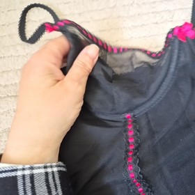Vintage Ann Summers Black Extra Sheer Peep Corset Lace & Ribbon Trim Size 36DlC
