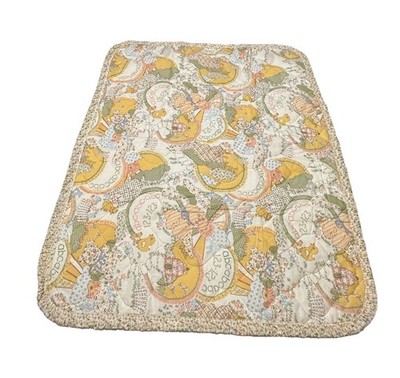 Vintage Sears Yellow Infant Baby Quilted Blanket Crib Comforter Animals 123 ABC