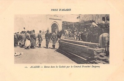Morocco - AGADIR - Revue dans la casbah par le Général Franchet d'Espérey - Ed. Ma