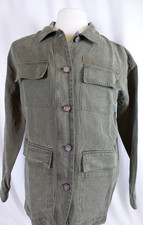 Marine Layer Womens Zito Chore Coat Sz Medium NWT Olive Button 165 Linen Blend