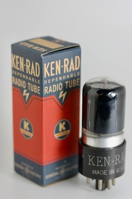 6V6GT VT-107A EARLY 1940s NOS KEN-RAD USA BLACK GLASS TESTED SINGLE TUBE NOS NIB