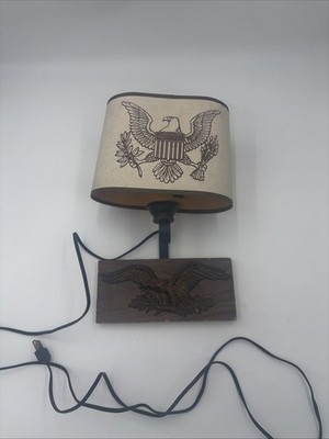 Vintage MCM Federal-Style American Eagle Wings Spread Wall Lamp w/Shade