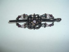LILLA ROSE FLEXI HAIR CLIP METALLIC GRAY  COLORED GLASS BEAD SIZE XS