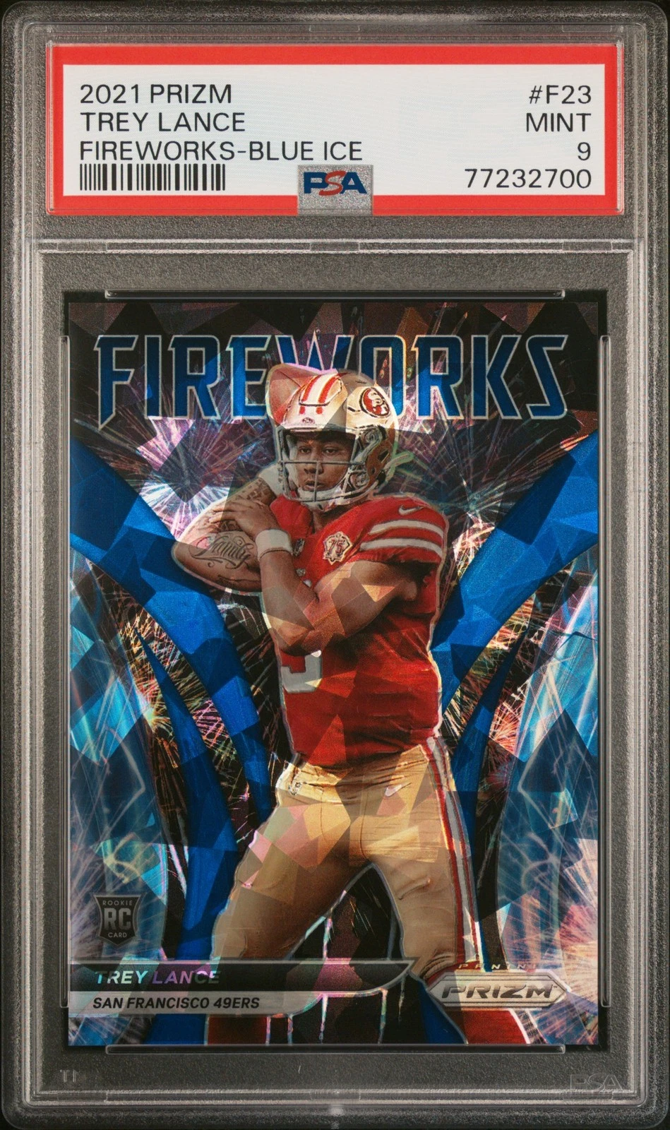 Trey Lance Panini Prizm Fireworks #F23 Blue Ice