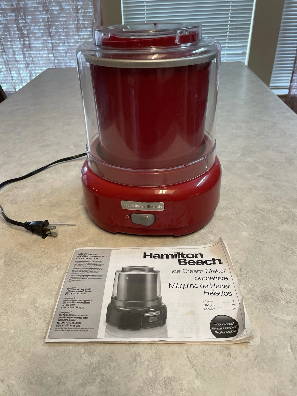 Hamilton Beach Electric Ice Cream Maker 1 Qt Red Freezer Bowl Clear Lid Manual
Opens in a new window