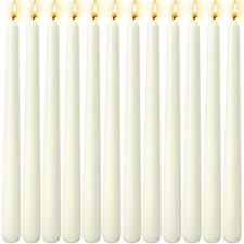 10Inch Ivory Taper Candles 12 Pack, Unscented, Dripless, 78 Hour Burn