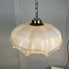 Vintage Murano Milk Glass Pendant Swag Lamp 70s