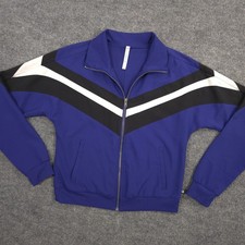 Fabletics Augustus Track Jacket Womens S Blue Full Zip Relaxed Fit Semi-Cropped