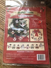 NOS True Colors More Than Ornaments SRK70050 Snowmen Plastic Canvas Kit Xmas VTG