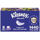 Ultra Soft Facial Tissues, 8 Flat Boxes, 180 Tissues per Box, 3-Ply, Packagin...