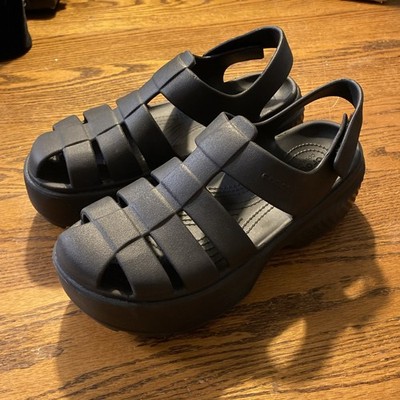 Crocs Stomp Fisherman Black Platform Sandals Women's Size 10/Men s 8  Slingback